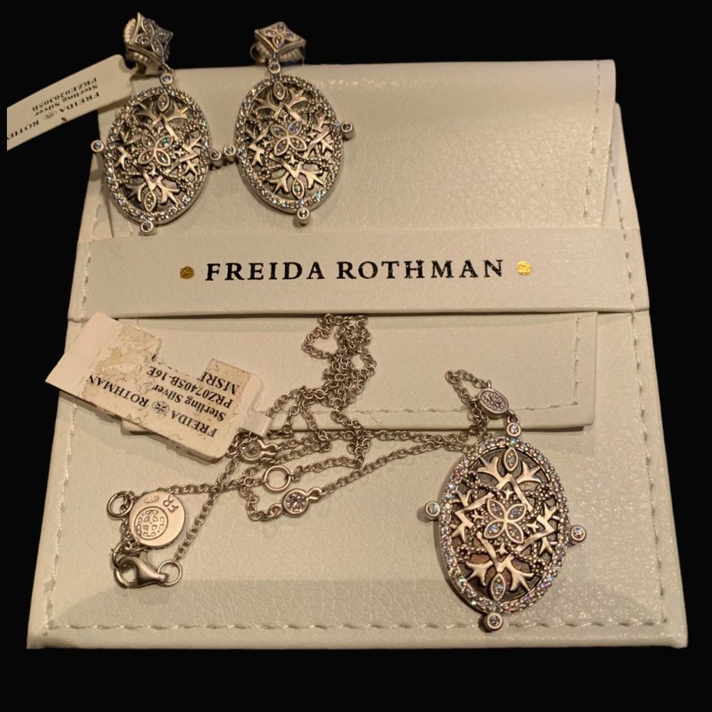 Freida Rothman Rhodium Plated Sterling Silver Set - Picture 10 of 11